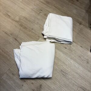 Pottery Barn White Cotton Textured Curtain Panels 2pk 100x96 Back Tab Rod Pocket